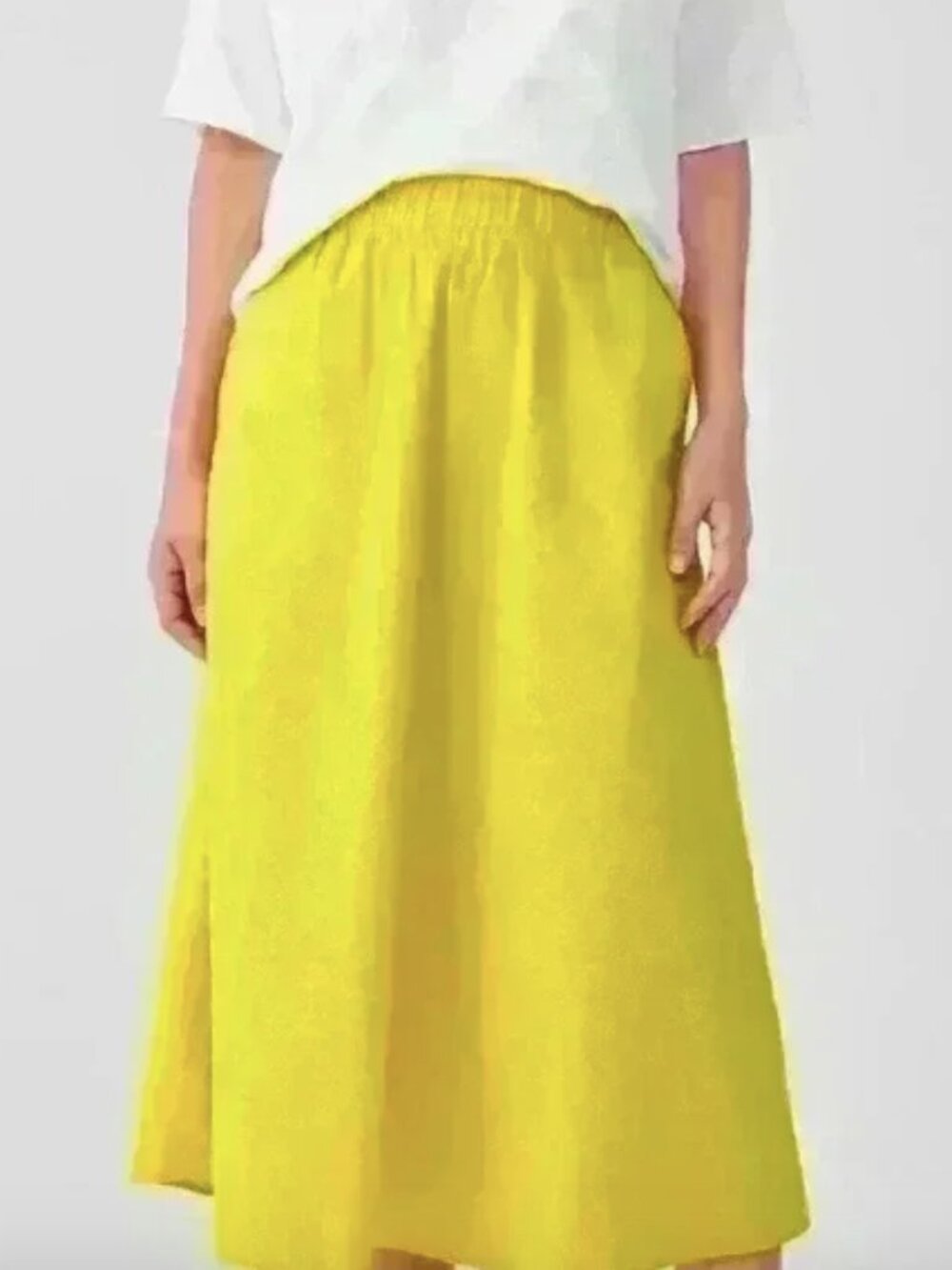 NWT Eileen Fisher Gathered Maxi Skirt in Sunbeam Yellow Petite Large